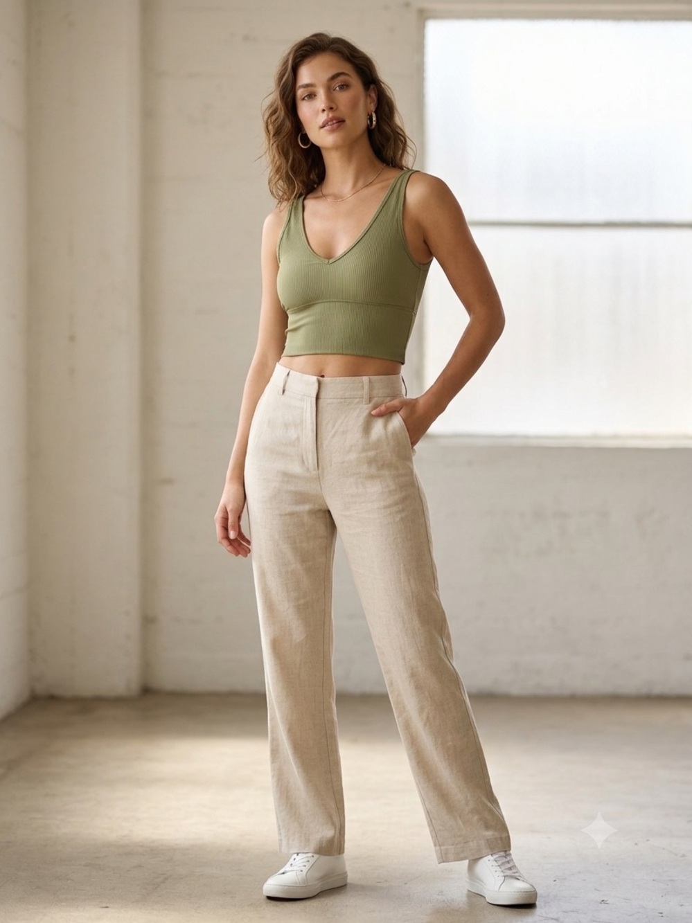 lululemon athletica Olive Green Ribbed Crop Tank